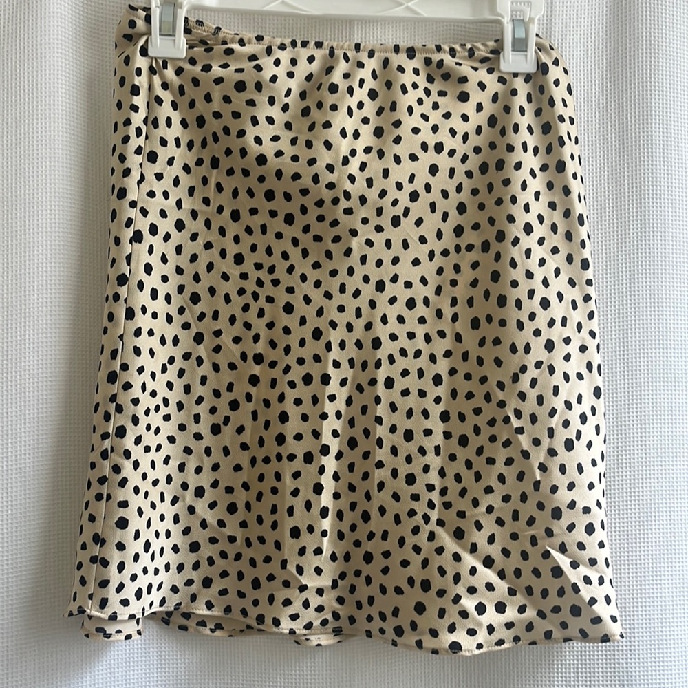 Black and white polka dot silk skirt